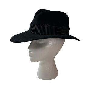 Fleur de Paris New Orleans Black Felt Fedora Hat Ribbon signed Kimberly G Church